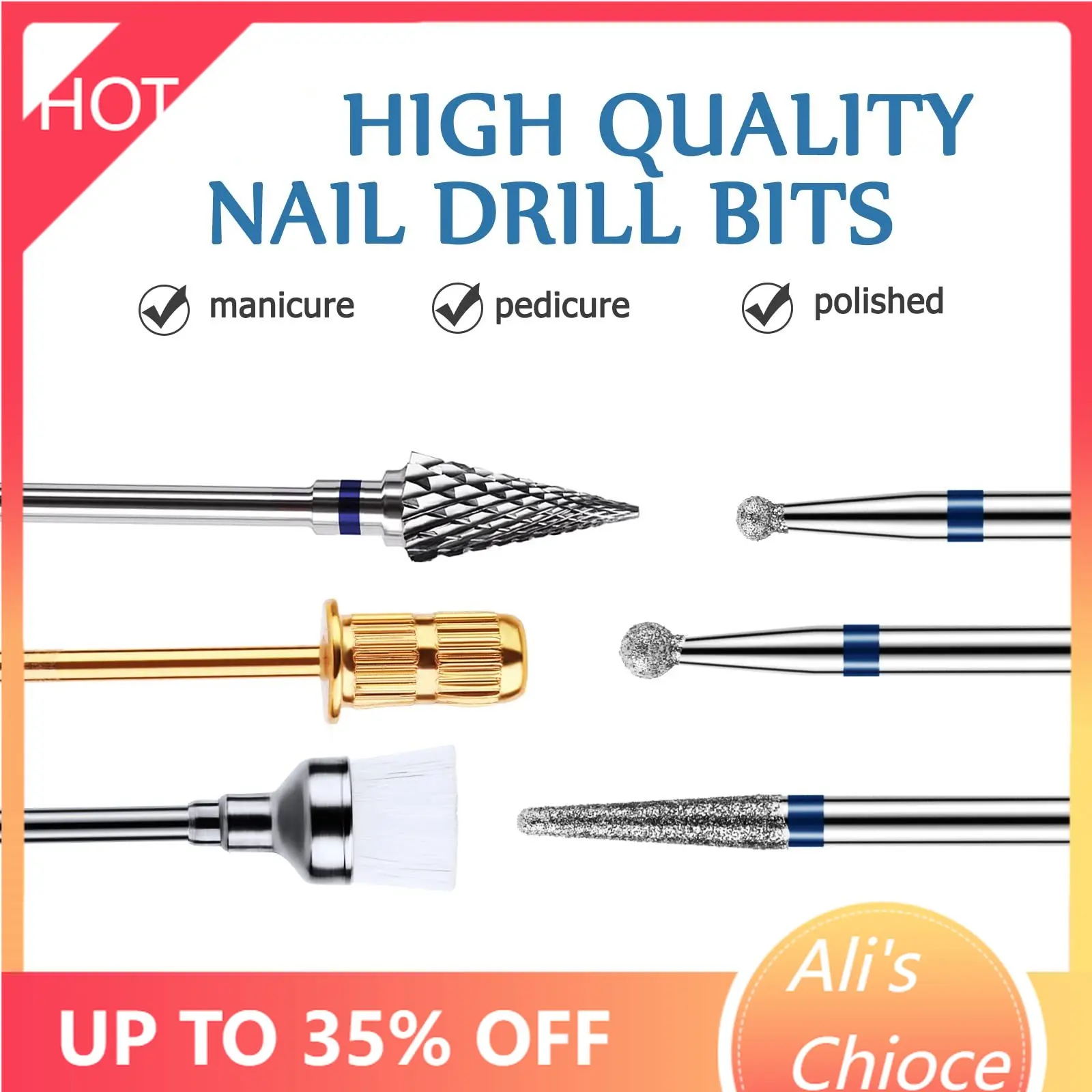 3/32" Professional Nail Drill Bits Tungsten Cabide E file Bits Diamond