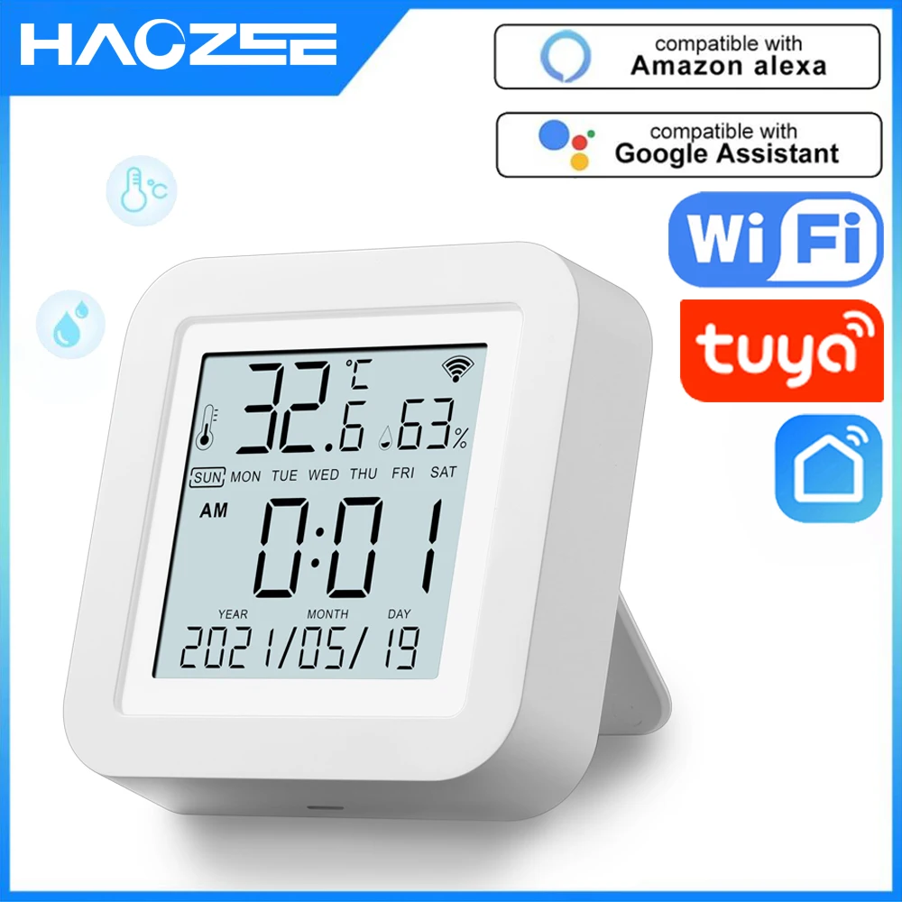 Tuya WIFI Smart Temperature Humidity Sensor Indoor Hygrometer Thermometer LCD Display Real Time Update USB Power Up