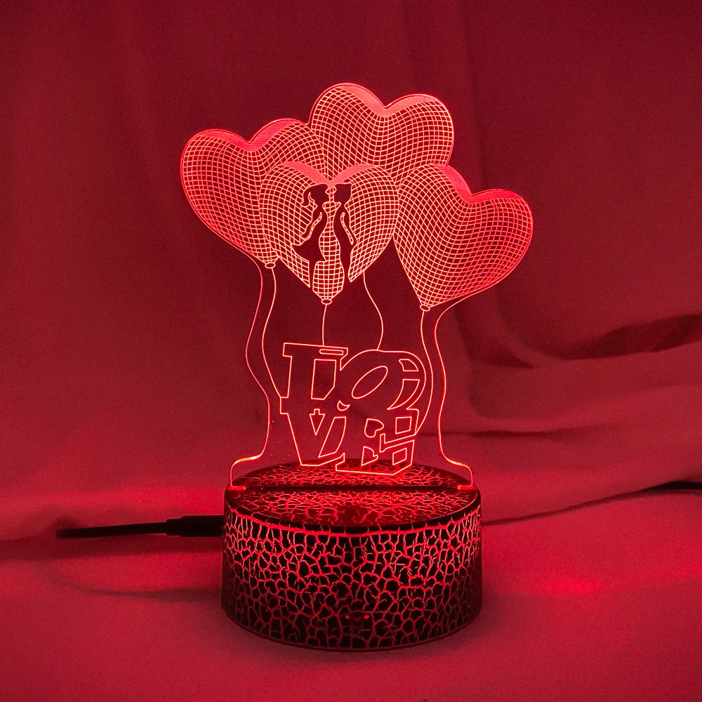연인을 위한 3D 램프 사랑 발렌타인 데이 결혼 선물, Colorfu LED 조명, 프로포즈 장식 룸 로맨틱 램프, 직송, 신제품