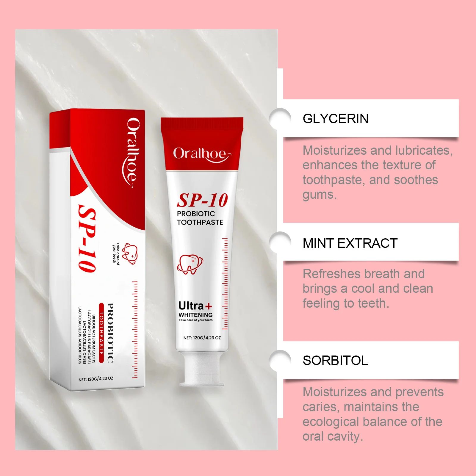 Teeth Whitening Product Teeth Whitening Essence Teeth Health Product ORALHOE SP-10 Probiotic Toothpaste Whiten Tooth Remove Plaque Stains Teeth Whitener Oral Hygiene Clean Fresh Breath Teeth Care