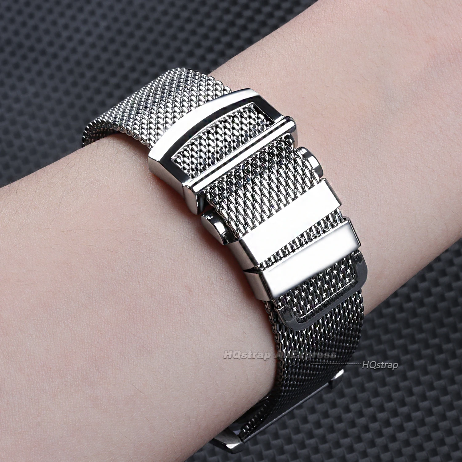 Elegant Milanese Mesh Watch Strap with Folding Buckle