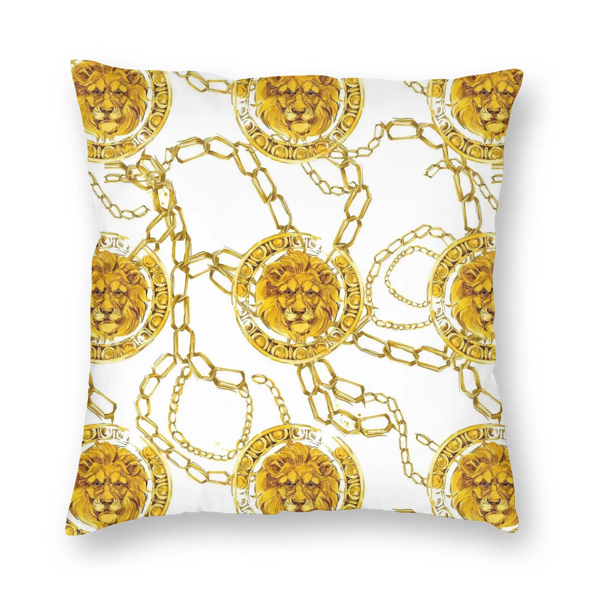 Elegant Baroque Gold Medallion Decorative Pillowcase - Luxurious Soft Fabric Cushion Cover