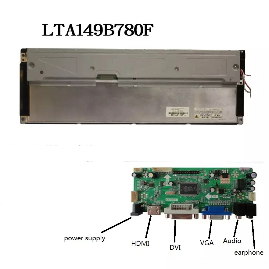 Polegada Lta149b780f 1280x390 Tela Lcd com h Dmi Dvi Vga Placa Controladora Lcd para Arcade Lcd Marquee Pinball Dmd Exibição do Carro 14.9 - Imagem 3