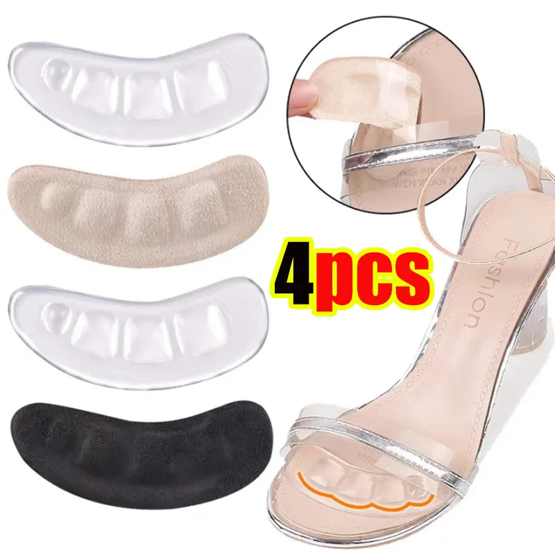 

4pcs Silicone Pads for Women's Shoes Anti-Slip Forefoot Insert Pad Heel Liner Gel Insoles for Heels Sandals Slippers Foot Insole