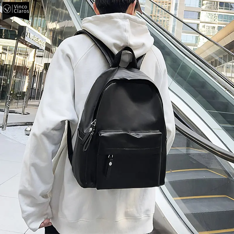 

Нейтральный минималистичный дизайн рюкзака VC, Мужской мягкий кожаный рюкзак, легкий дорожный рюкзак для мужчин, школьный рюкзак для мальчиков