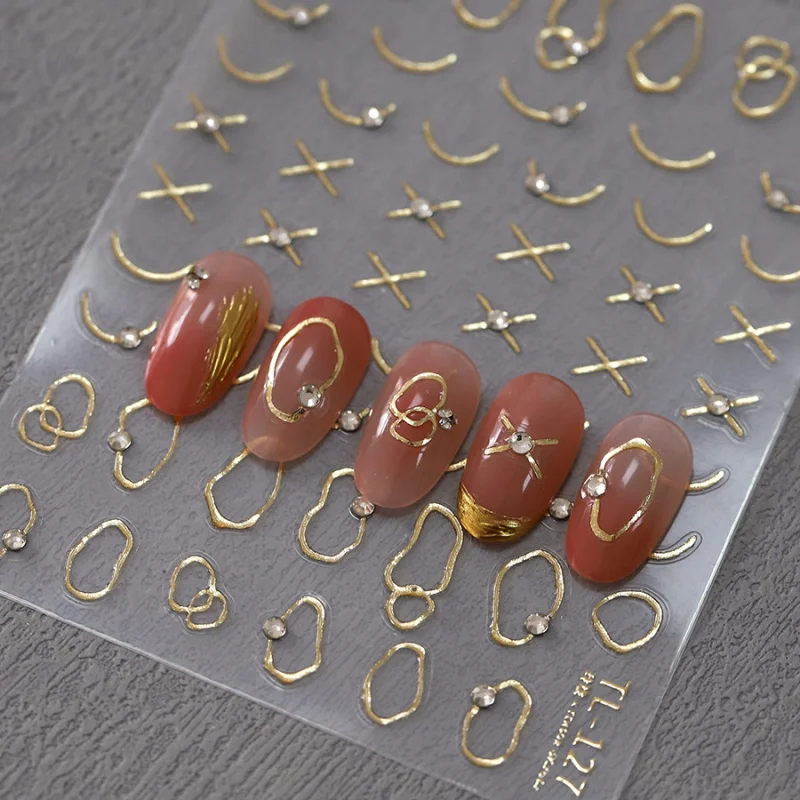 

[Meow.Sensei] Three-Dimensional French Nail Stickers Ins Relief Adhesive Nail Sticker Exquisite Spot Drill Series Tl127