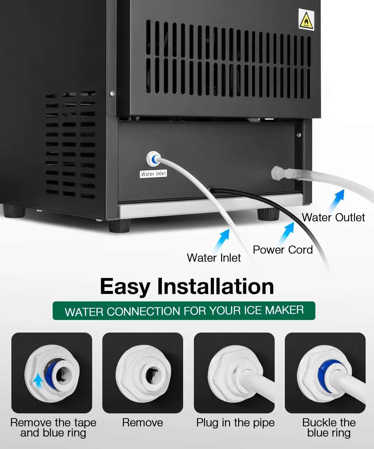 Commercial Ice Maker 130Lbs/Day, Quick Ice Making Commercial Ice Machine with 35Lbs Capacity, Under Counter Ice Maker 15 Inch 5