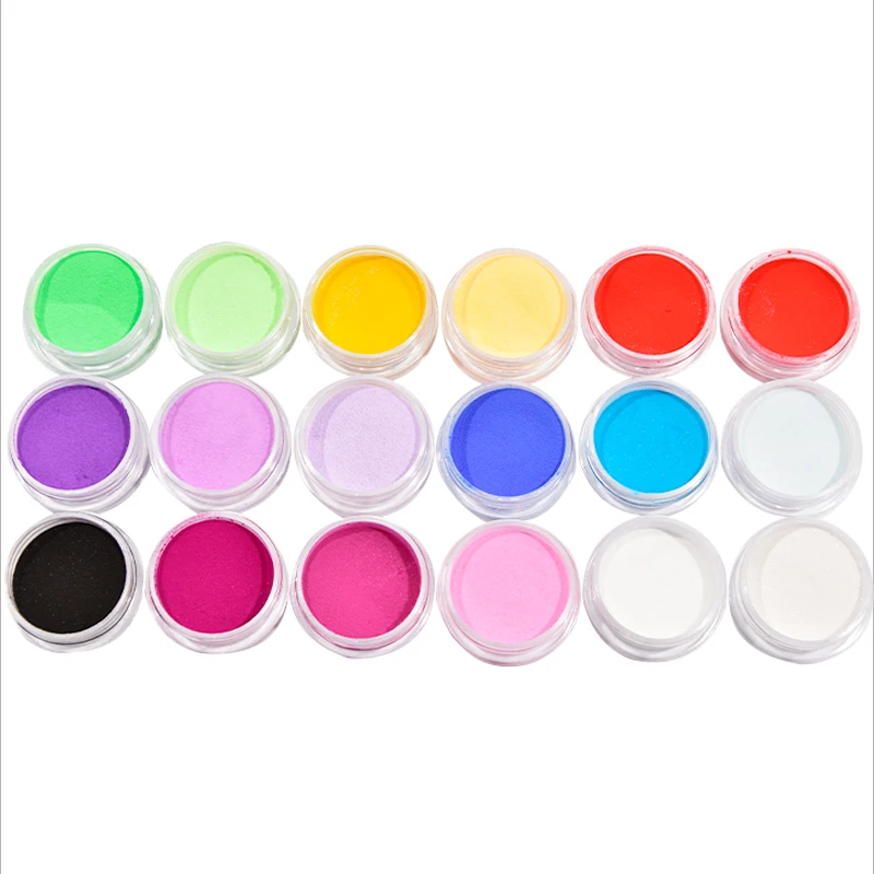 18 Colors Acrylic Nails Powder Acrylic Powder for UV Nail Art Polymer Builder New Carving Pattern 3d Manicure nail powder acrylic nail powder