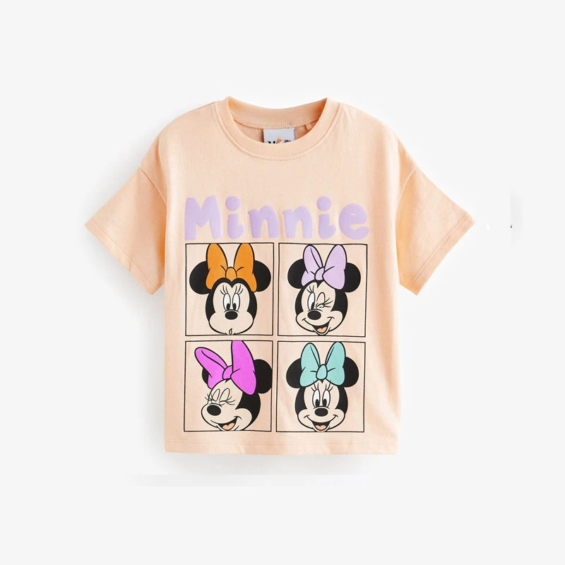 Disney Minnie Girls T-shirt Summer Kids Clothing Loose Fashion Short Sleeve Tops Cartoon T-shirts Children Tees Clothes girls tee shirt girls t shirt t shirt kids t shirt