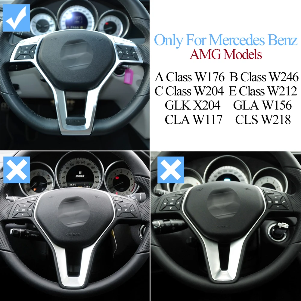 Car Steering Wheel Trim Cover Panel Outer Frame For Mercedes Benz AMG A B C E GLK Class W176 W246 W204 C204 X204 W212 W218 W177 steering wheel cover