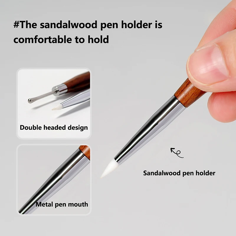1PC 100% brand new quality Silicone Brush Carving Flower Painting Pen DIY Manicure Tools Stainless Steel Glue Mixed Pen 3