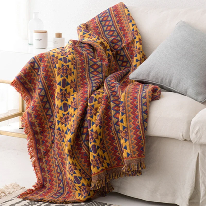 

Promotion Tribal Blankets Indian Outdoor Rugs Camping Picnic Blanket Boho Decorative Plaid Покрывало Sofa Linen Mats