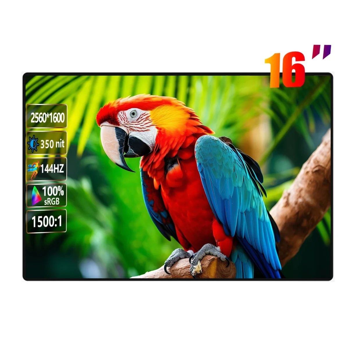 

16 Inch 2.5K 144hz Portable Monitor 2560*1600 16:10 100%sRGB 350Cd/m² Travel Gaming Display for Laptop Switch ps4 ps5 Xbox