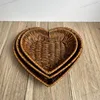Heart Shape Bread Display Fruit Dish Baskets Leaf Rattan Weaving Basket Serving Storage Bowls for Family Friend Neighbor Gift 4