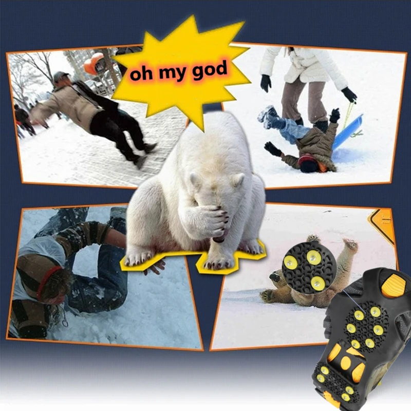 Ice Gripper Spikes 1 Pair S-XXL10 Studs Anti-Skid Snow Ice Climbing Shoe Spikes Ice Grips Cleats Crampons Winter Climbing Anti Slip Shoe Cover Part ice gripper spikes,climbing crampons