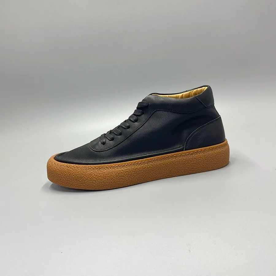 New Senior Fashion Leather Suede Versatile Simple High Top Casual Trend Board Walking Male Shoes Oxford Sneakers Men Ankle Boots 4