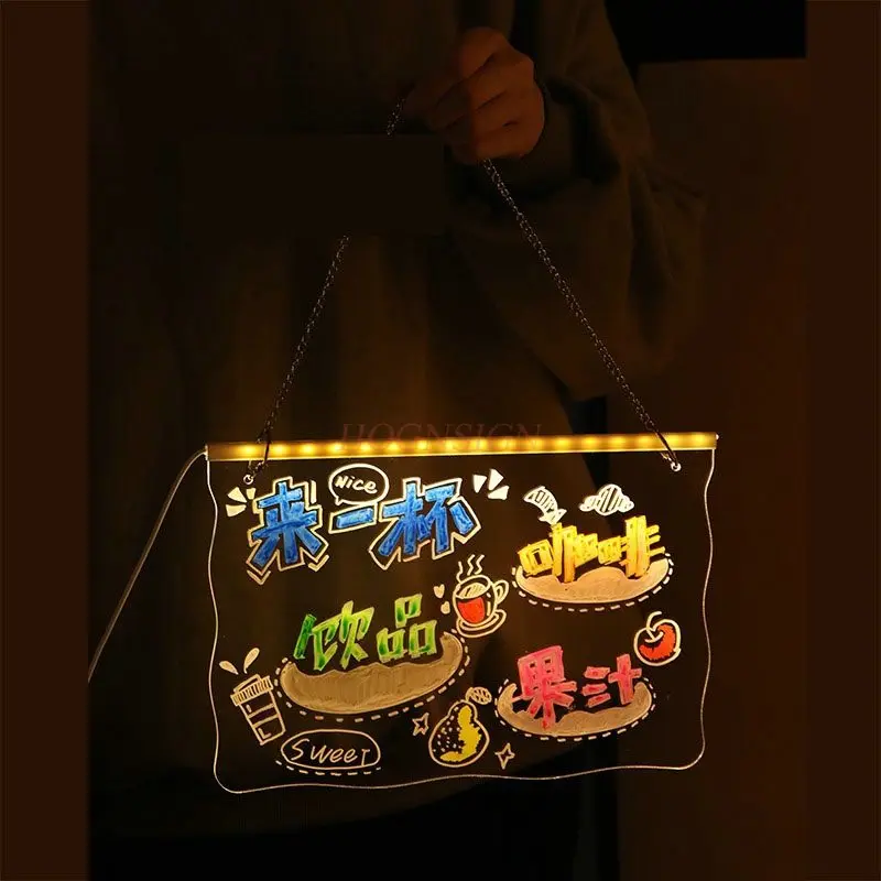 1pcs 투명 발광 드로잉 보드, 어린이 손으로 그린 ??발광 드로잉 보드, 지울 수 있는 쓰기 형광 보드