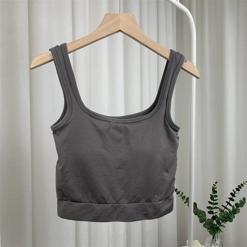 long camisole 2022 New Fashion Women Sexy Crop Tops Solid Summer Camis Women Casual Tank Tops Vest Sleeveless Crop Tops Blusas cheap bras Tanks & Camis