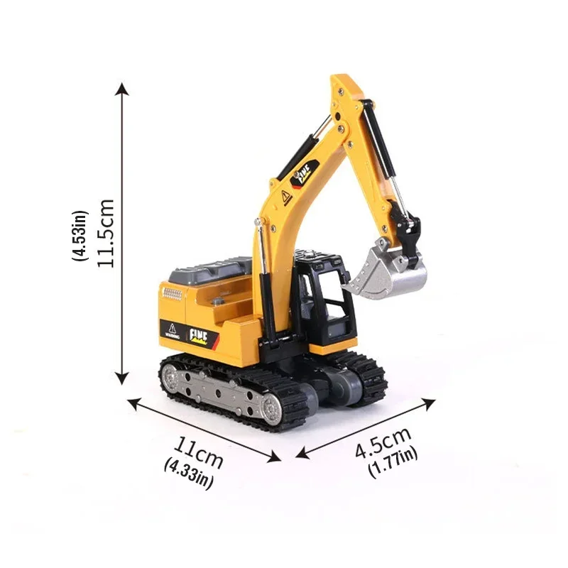 1/64 Scale Remote Control Mini Excavator Full-Scale Model Engineering Vehicle Toy for Kids Collectors Decompression Toy Boy