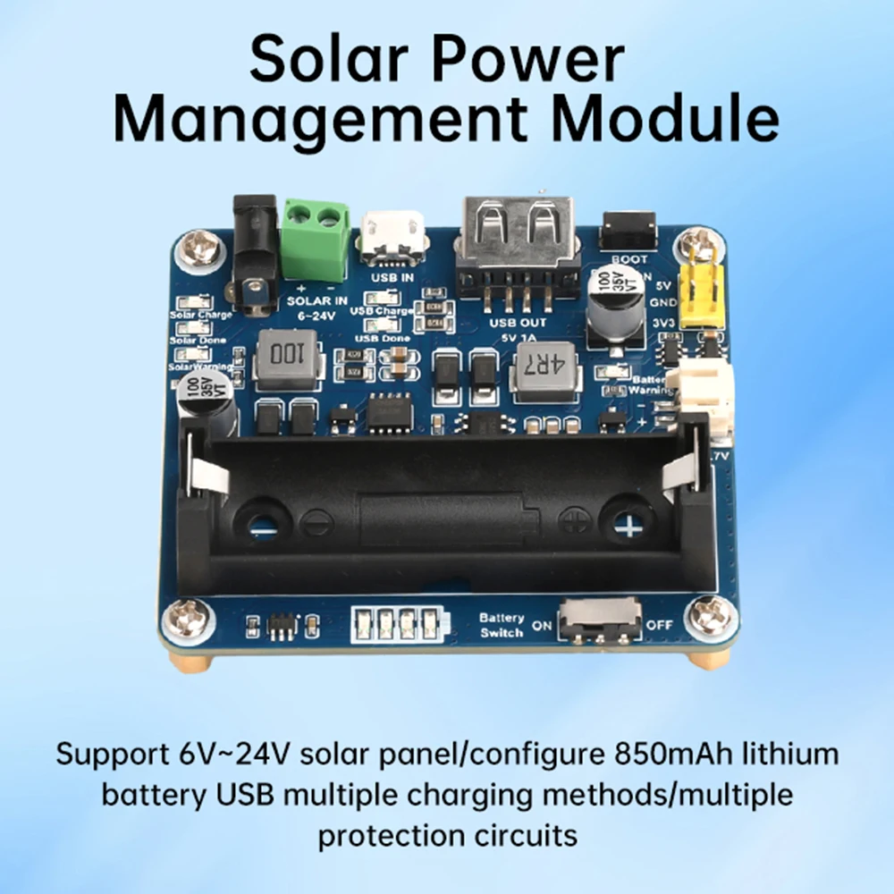 6V~24V Solar Panel Power Management Module Supports MPPT Function 850mAh Li-ion Battery For Arduino Jetson Raspberry Pi solar panel power module