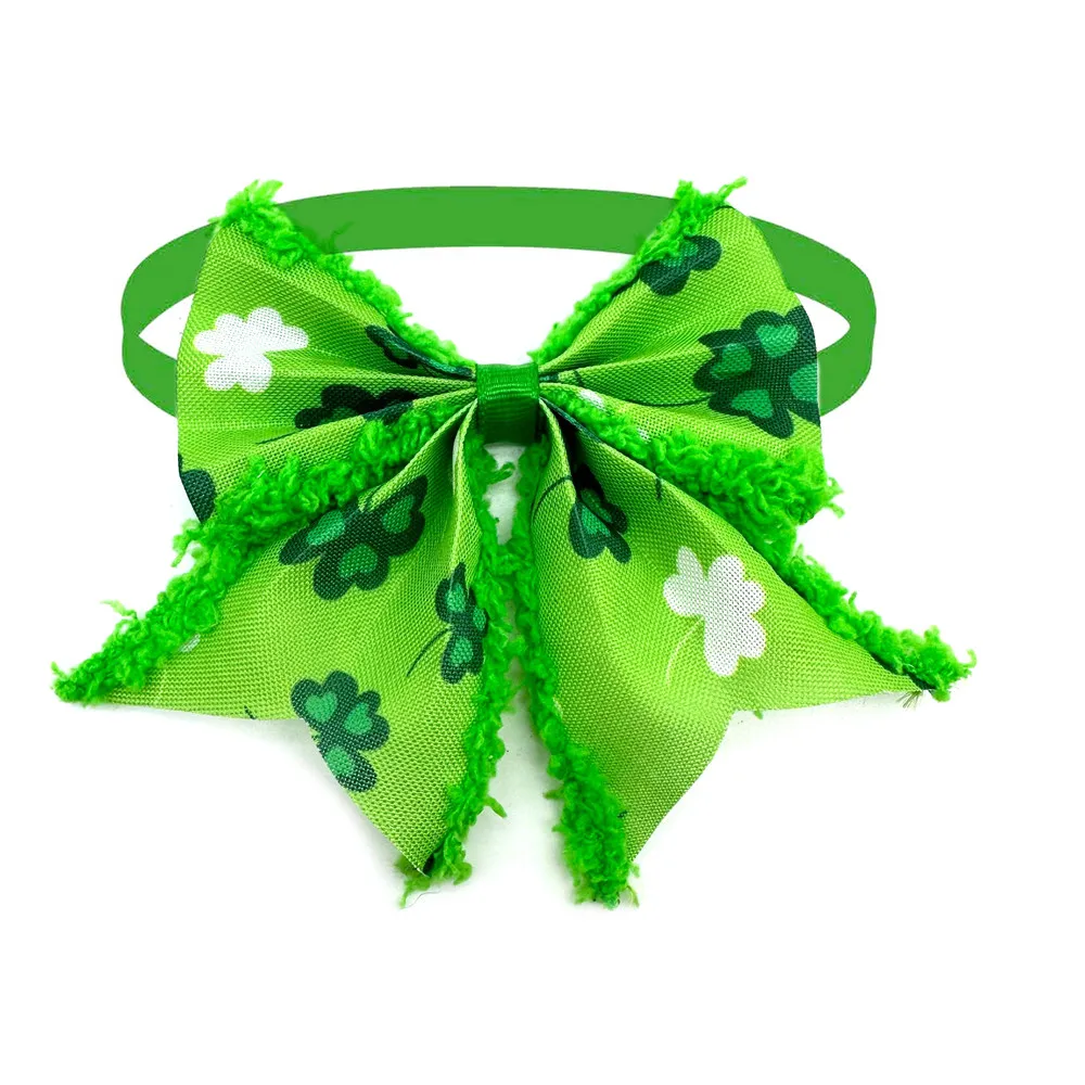 50/100pcs Dog Neckties Bowties ST Patrick's Day Clover Dog Cat Bows Pet Puppy Bow Tie Dog Grooming Accessories Green Bows 4