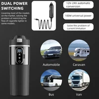 Tasse thermos électrique pour voiture 500 ml grande capacité 12V/24V, tasse chauffante universelle pour voiture et camion, tasse chauffante électrique en acier inoxydable pour voiture 5