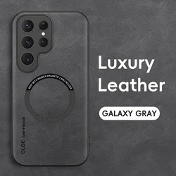 Luxury Leather Magnetic Case with Magsafe Wireless Charging Cover - Note10 Plus (Gray)