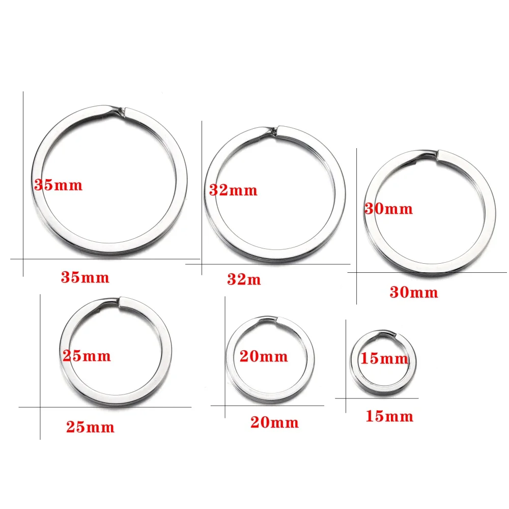 10-20Pcs 15-35mm Edelstahl Schlüssel Ringe Runde Flache Linie Schlüssel Ring Für Schlüssel Ketten schlüssel Ringe DIY Schmuck Machen Zubehör – Detail 3