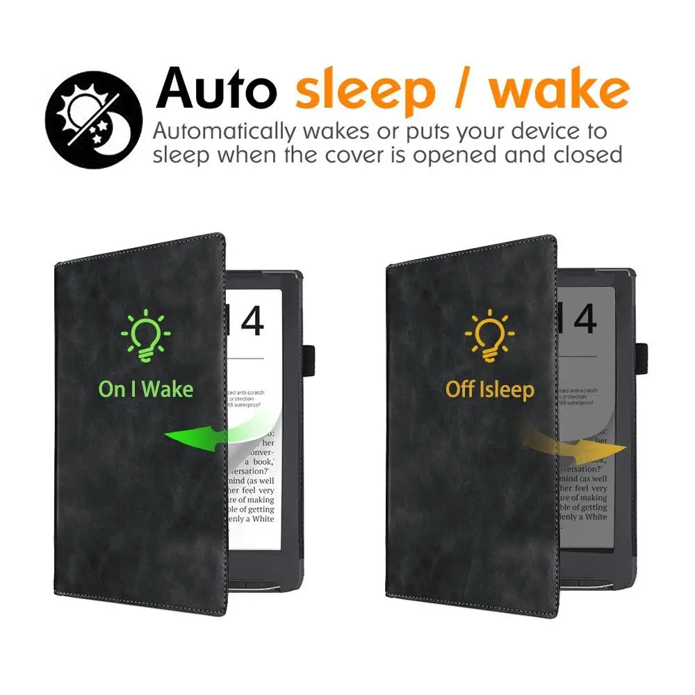 Slim Smart PU Leather eReader Case with Auto Sleep/Wake & Hand Holder, 7.8 inch Protective Shell