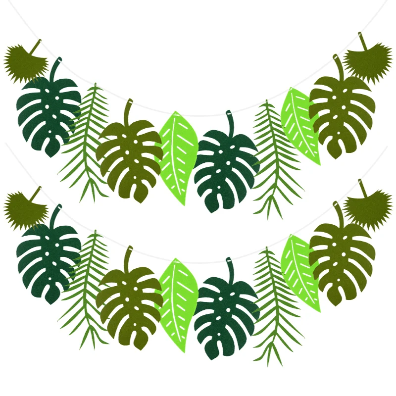 

1Pc Tropical Palm Leaves Felt Banner Hanging Flag Ornament Hawaiian Party Decoration Summer Wedding Birthday Supplies