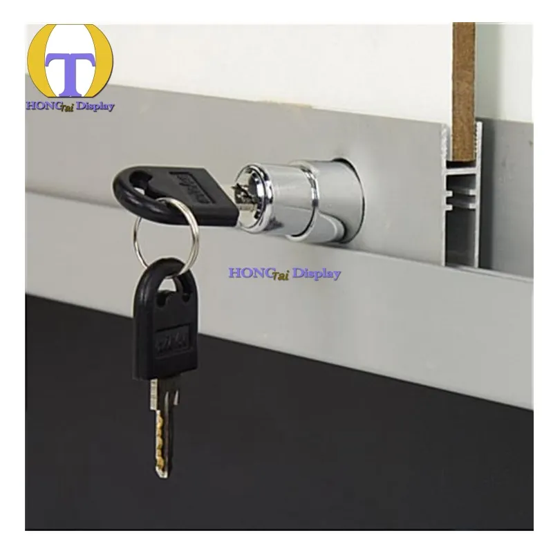 Custom.2025 소매점 키오스크 디스플레이 실버 알루미늄 프레임 휴대폰 쇼케이스 미러 슬라이딩 도어 잠금 LED (쇼룸용)