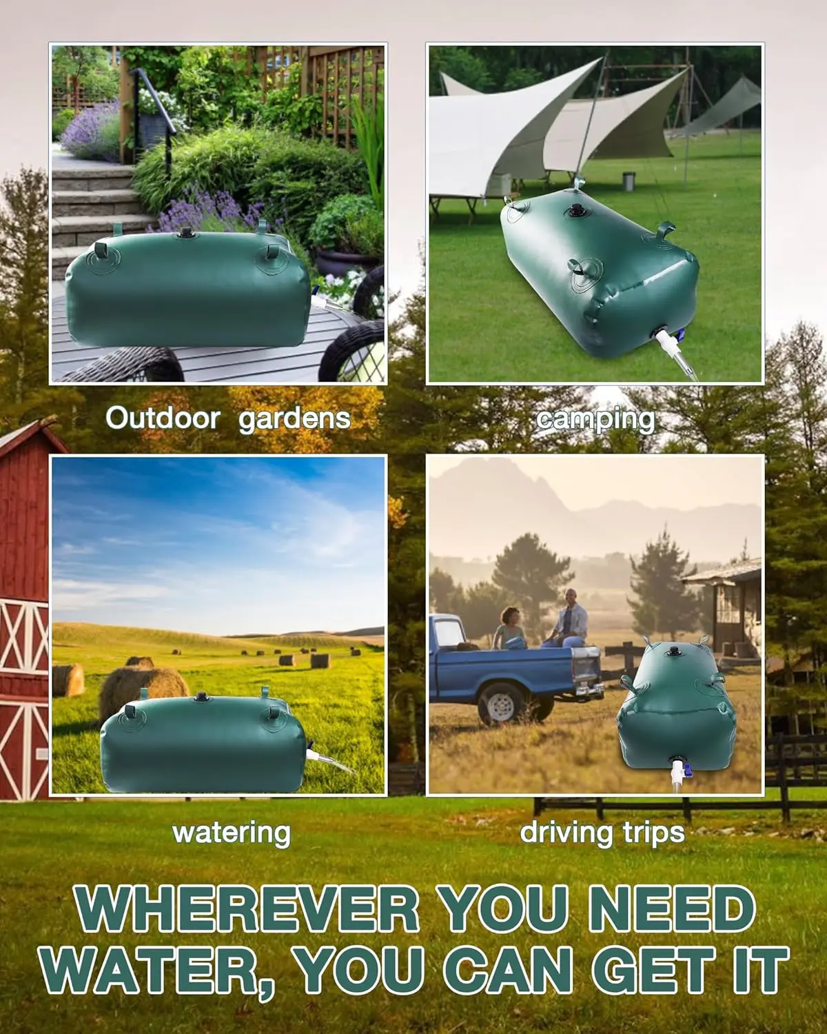 Réservoir D'eau Portable 110 L En PVC Bleu - Souple, Pliable, Avec Valves, Pour Camping, Jardin Ou Stockage D'urgence