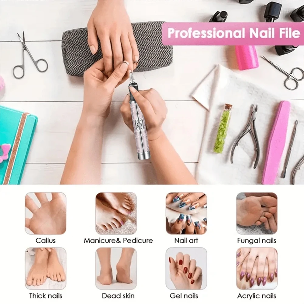 Electric Nail Drill Set Portable 4 Speeds Professional Manicure Pedicure Kit for Nail Salon Exfoliation Polishing Smooth Nails