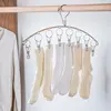 Stainless Steel Sock Rack With Windproof Curved 8-Clip Solid Clothes Rack Multifunctional Dual-Purpose Clothes Rack 4