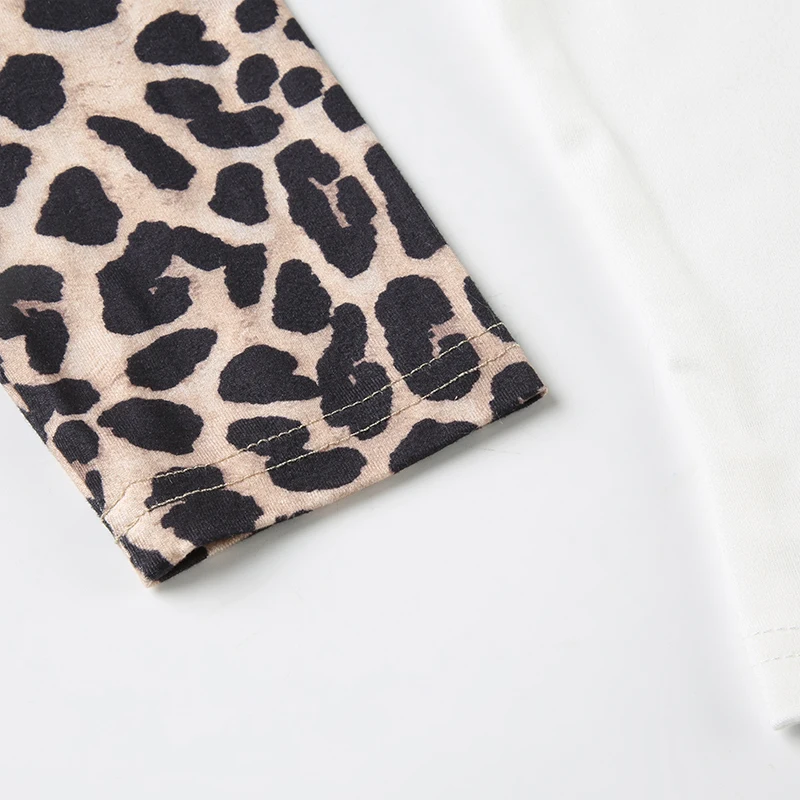 Leopard Patchwork Women¡¯s Long Sleeve T-Shirts O-Neck Start Leopard Prints Top Tees Autumn Fashion New Women¡¯s Clothes