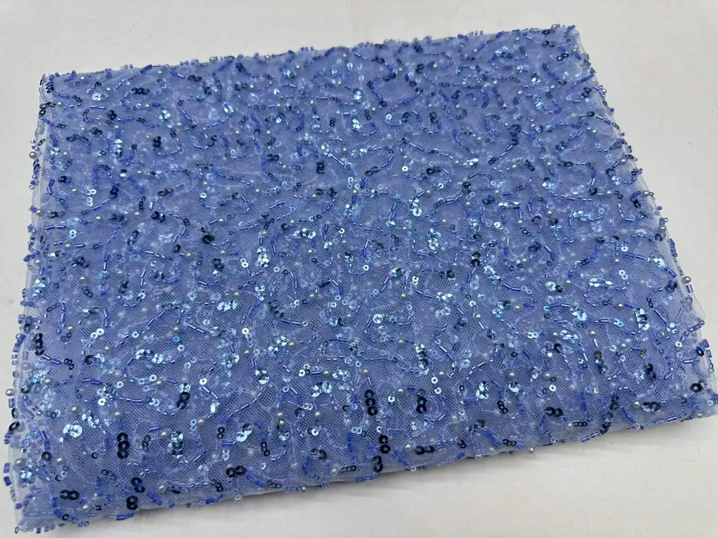 

African Tulle Bulle Sequins Lace Fabric 2023 High Quality Lace Material French Beaded Lace Fabric For Wedding Party Sewing TC43R