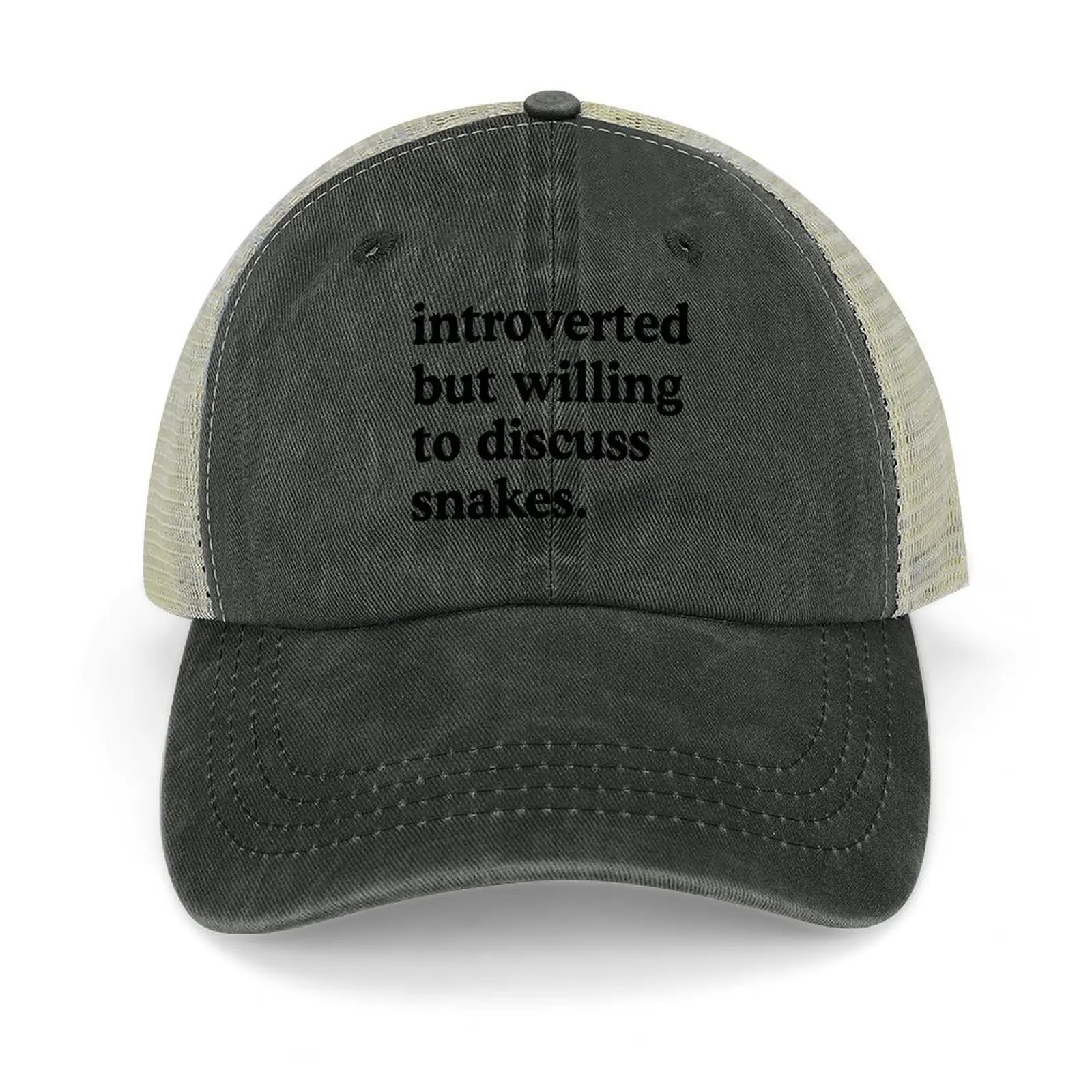 

Introverted But Willing To Discuss Snakes Snake Lover Humor Cowboy Hat beach hat black Kids Hat Women's Hats For The Sun Men's
