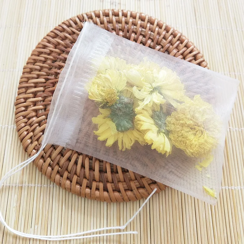 Disposable tea bags nylon tea bag food grade empty scented teabags infuser with string heal seal filter paper for herb loose tea