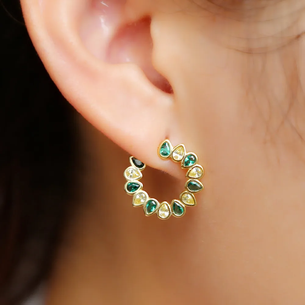 2024 New Fashion 925 Sterling Silver Sparkling Shiny Colorful Water Drop Tiny Cz Orecchini A Bottone Cute Women Girl Fine Jewelry Gift