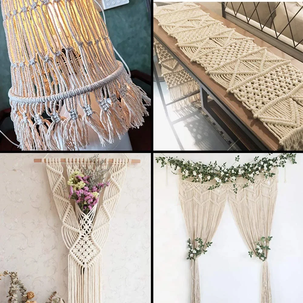 Macrame Cord 1/2/3/4/5/6/8/10mm Natural Cotton Twisted Macrame Rope String DIY Craft Knitting Making Plant Hangers Wall Hangings macrame cord