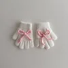 New Winter Cute Solid Color Bow Children Warm Gloves Girls Five Finger Gloves Korean Fashion Windproof Student Cycling Mittens 5