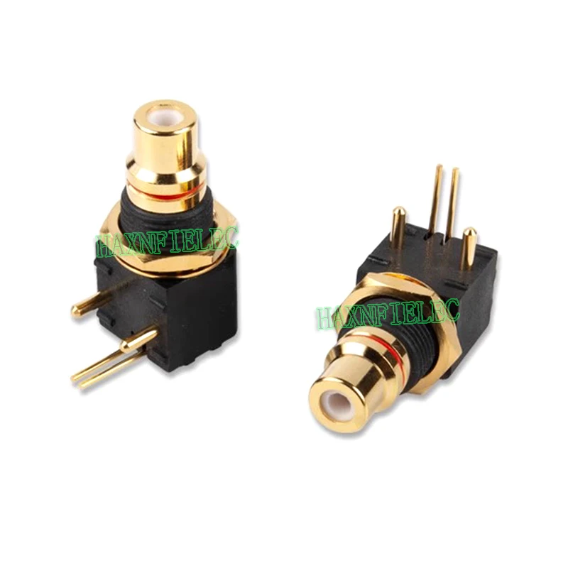 Copper Gold Plated RCA Terminal Female Jack PCB Socket Connector Right Angle for DAC Decoder Digital Coaxial Input/Output 2PCS