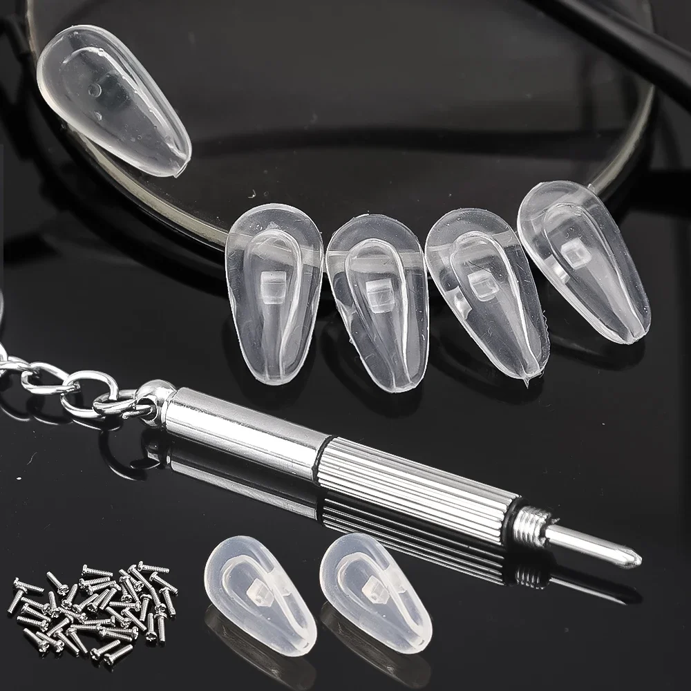 20Pcs/Set Silicone Glasses Nose Pad Airbag Soft Air Non-Slip Air Cushion Boles with Screws Screwdrivers Eyeglasses Accessories 5