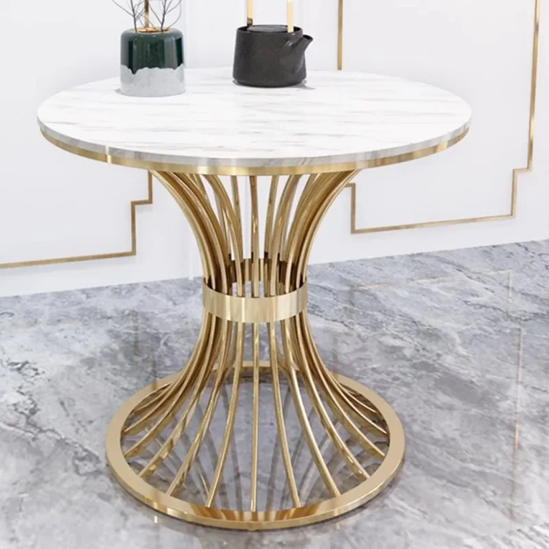 Luxe Marmeren Tafel Modern Appartement Banktafel Creatief Ijzeren Einde Bijzettafel Kleine Ronde Salontafel Gouden Ronde Tafel