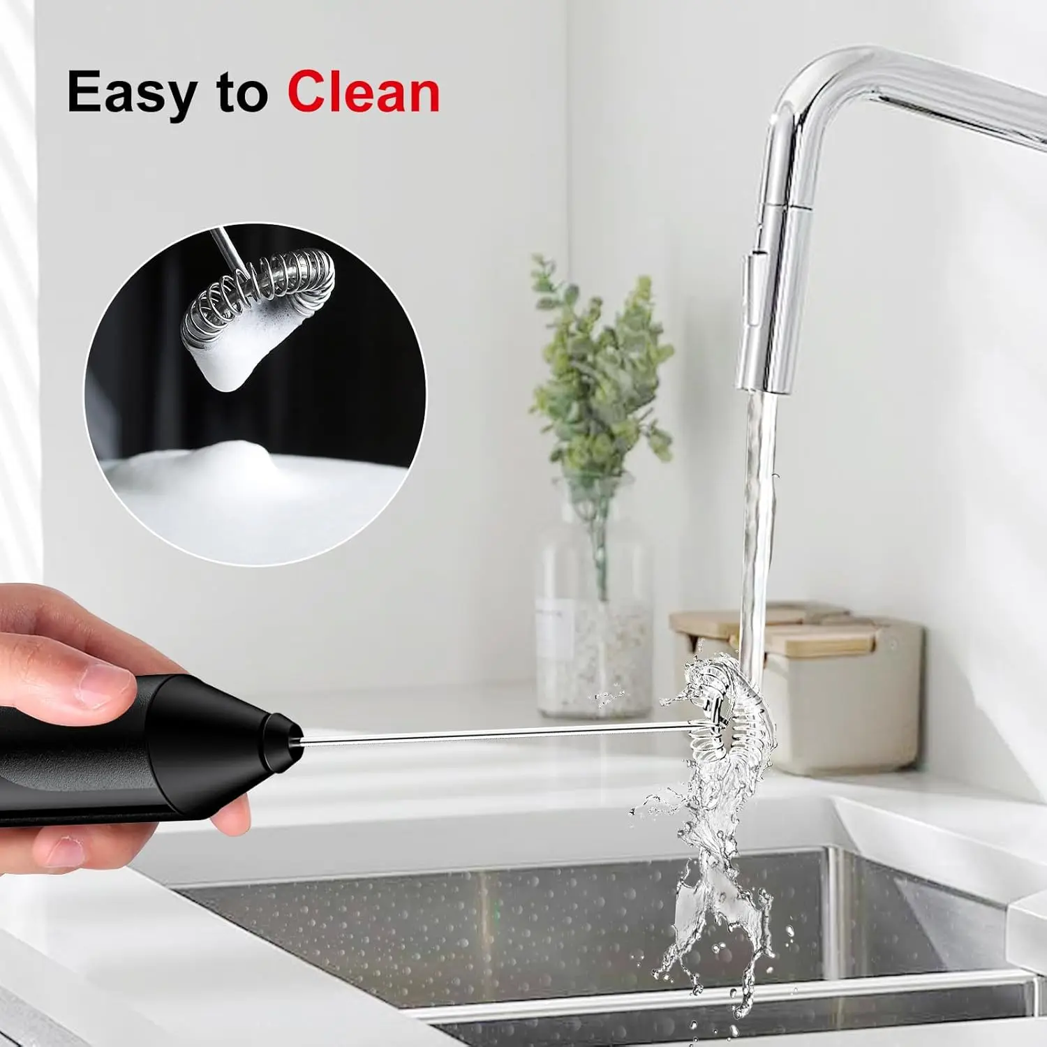 MINI Milk Frother USB Rechargeable 3 Speeds Foam Maker Coffee Whisk Mixer Electric Handle Blender Egg Beater 4