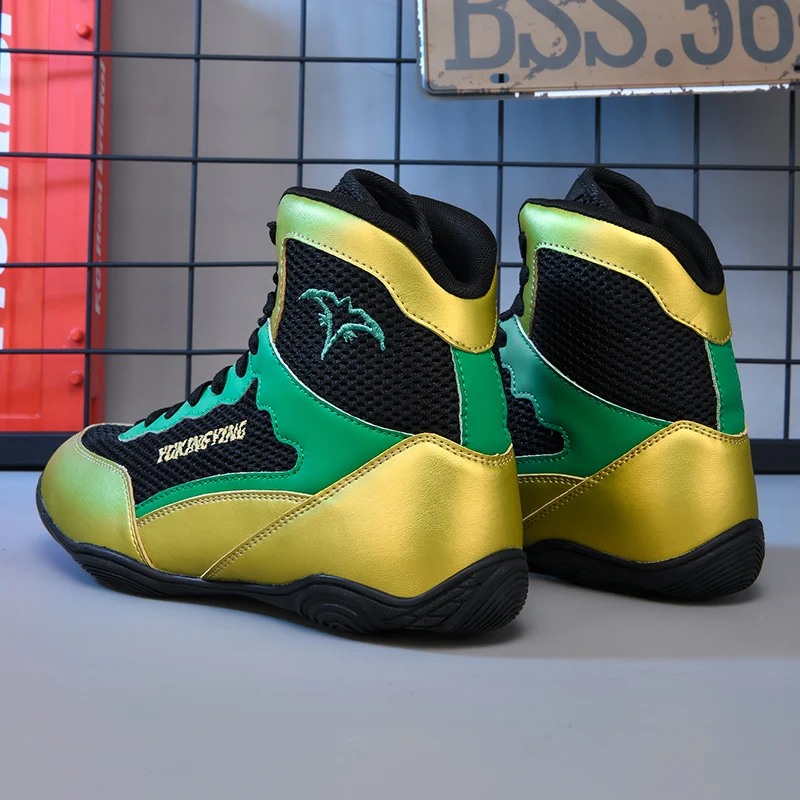 Unisex Boxing Shoes, Professional Muay Thai and Kickboxing Breathable Shoes for Men and Women High Top Training Fight Boots