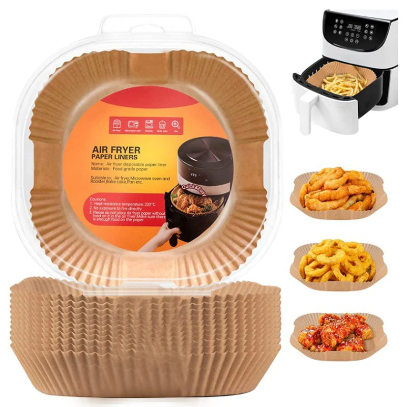 Air Fryer Disposable Paper Liner,Disposable Fryer Paper Pads, Non-Stick Air  Fryer Lined Oil Resistant, Waterproof, Food Grade Baking Paper Baking