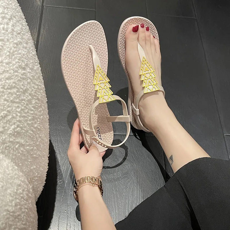 Ipomoea Women Sandals 2025 Summer Flat Shoes Female Bohemian Flip