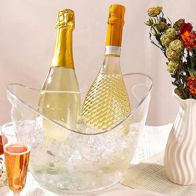 Clear ice bucket beverage tub with 2 scoops handle cooling large ice bucket for wine champagne bar supplies for family reunion ice bucket