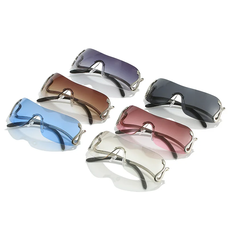 Conjoined Personality Animal Viper Sunglasses Y2k Convex Shape Metal Sunglasses Car 81045